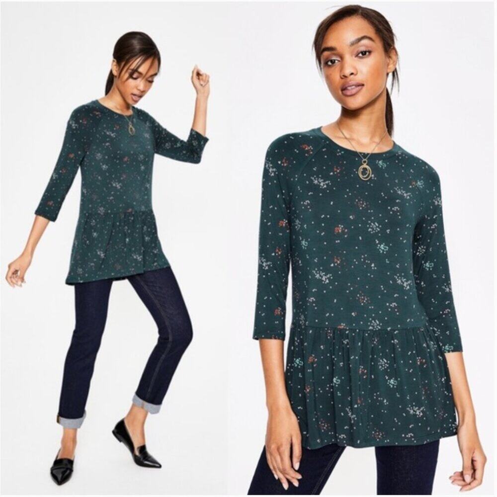 Boden Katrina Jersey Knit Tunic Top in Seaweed Teal